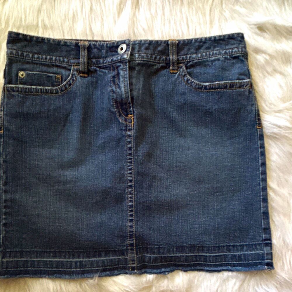 LOFT Womens Blue Denim Mini Skirt Size 6 Cotton Spandex Pockets Zip Solid 508